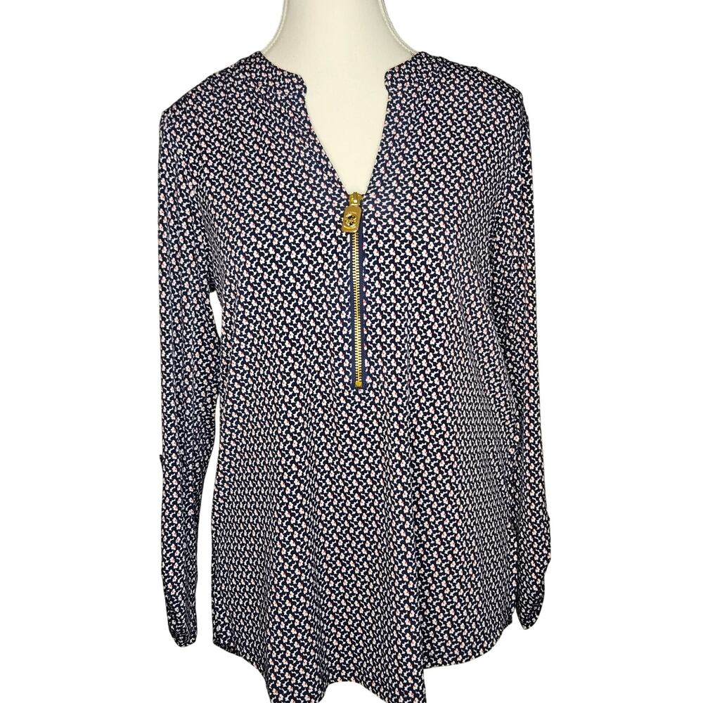 Michael Kors Navy Tunic 1/2 zip Size Small 38"-bust 25-27"-length B65
